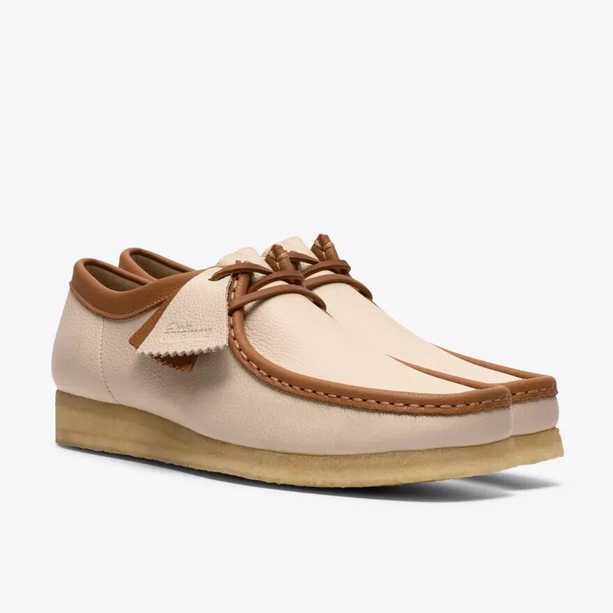 Wallabee för herr i vitt kombinerat läder Wallabee för herr i vitt kombinerat läder
