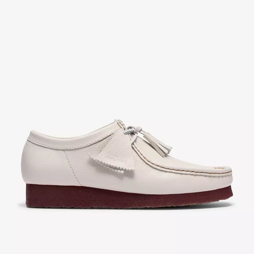 Wallabee för herr i vitt läder Wallabee för herr i vitt läder