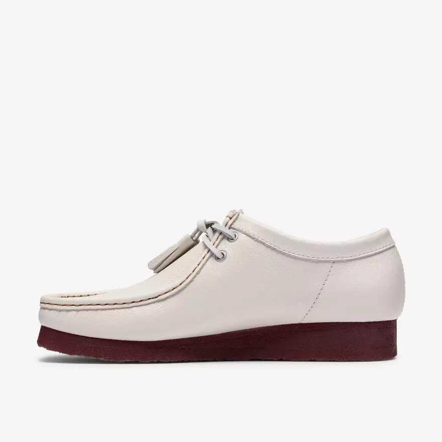 Wallabee för herr i vitt läder Wallabee för herr i vitt läder