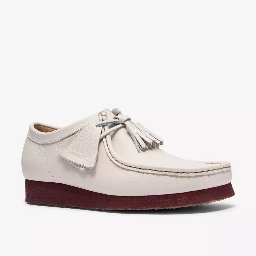 Wallabee för herr i vitt läder Wallabee för herr i vitt läder