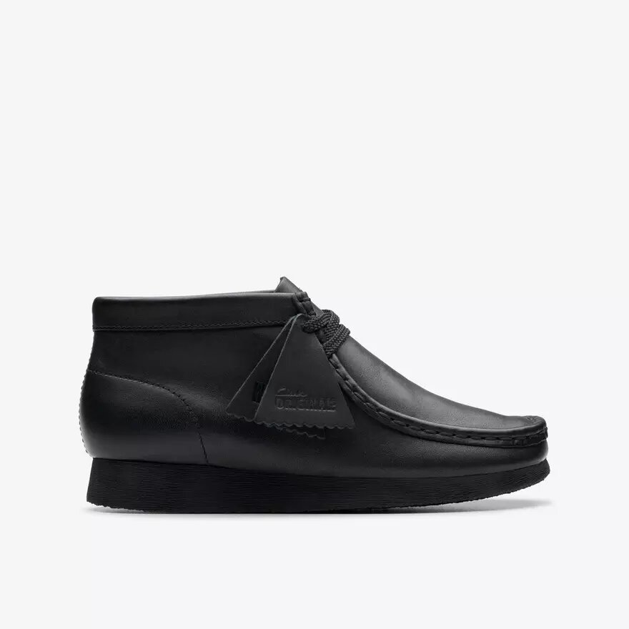 Wallabee-kängor för barn, äldre modell, svart läder Wallabee-kängor för barn, äldre modell, svart läder