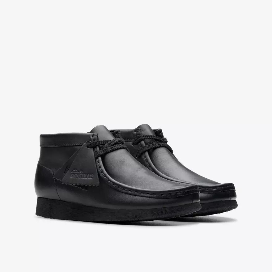 Wallabee-kängor för barn, äldre modell, svart läder Wallabee-kängor för barn, äldre modell, svart läder