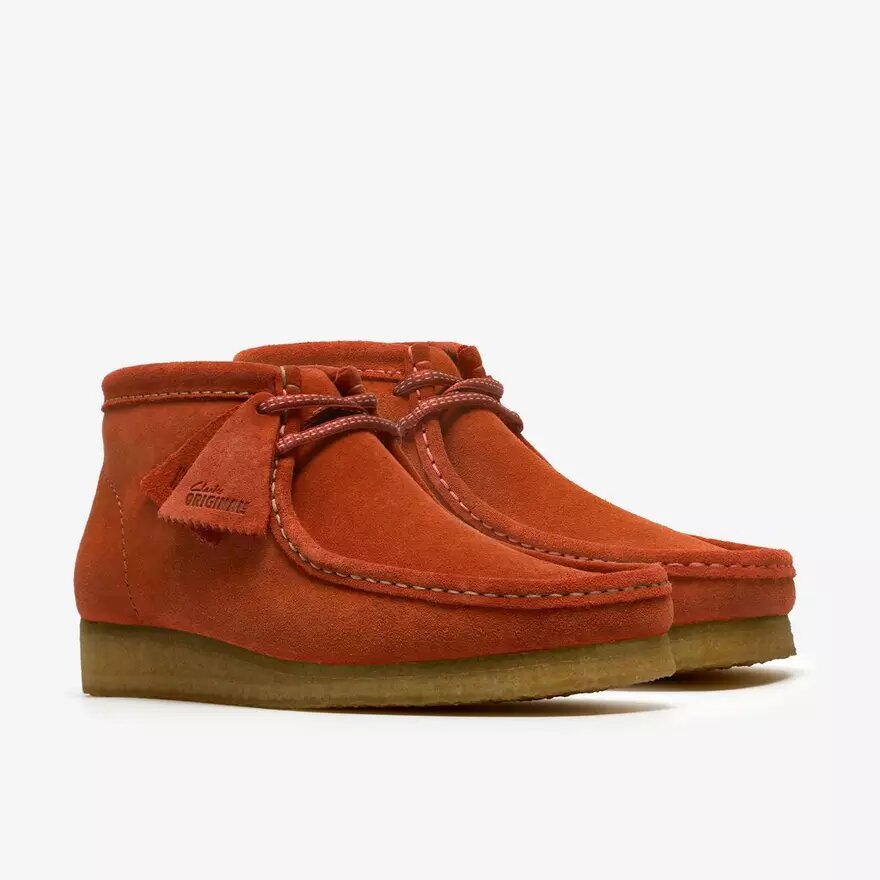 Wallabee-kängor för herrar i orange mocka Wallabee-kängor för herrar i orange mocka