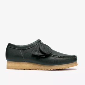 Wallabee Rb för herr i mörkgrönt läder Wallabees