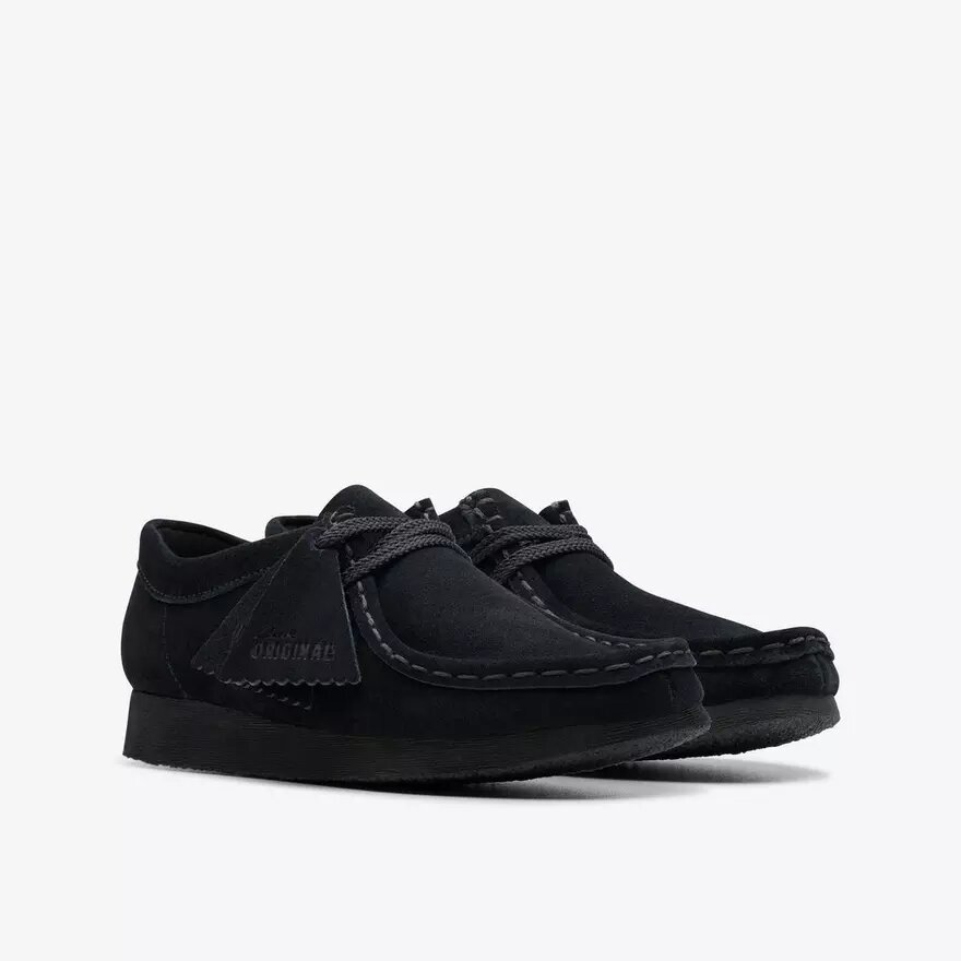 Wallabee-skor för äldre barn i svart mocka Wallabee-skor för äldre barn i svart mocka