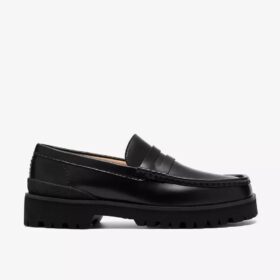 Yukoner Penny – svarta läders Loafers för herr