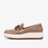 Zylah May taupe-färgade läders Loafers för damer, USA