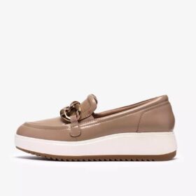 Zylah May taupe-färgade läders Loafers för damer, USA