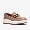 Zylah May taupe-färgade läders Loafers för damer, USA