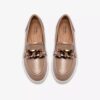 Zylah May taupe-färgade läders Loafers för damer, USA