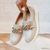 Zylah May taupe-färgade läders Loafers för damer, USA